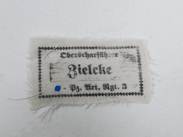 Waffen SS uniform / caps label "ZIELKE" name label underwear equipment