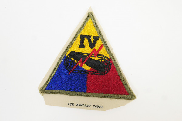 US ARMY WW2 Patch Sleeve Badge 4th Armored Division Panzer Division 1941-1947 Roman IV