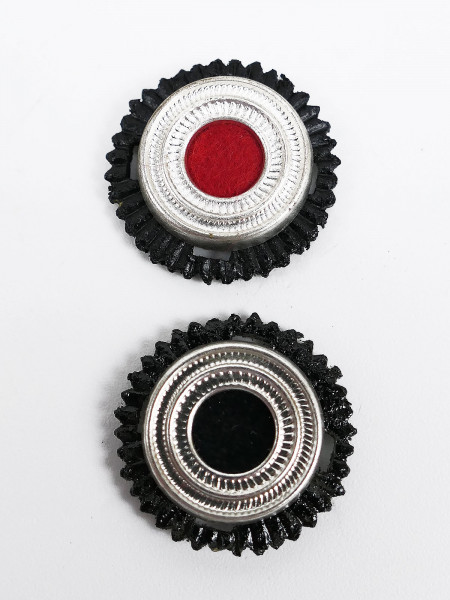 Prussian officers cockades peaked cap metal 2x pieces with inlays on cotter pins Kaiserreich