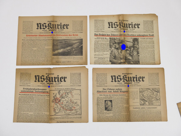 #K10/ 4x Stuttgarter NS-Kurier Zeitung 14.Jg. issues April 1944 Journal of the NSDAP Gauorgan