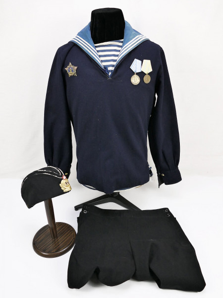 Russian navy sailor uniform ensemble pants jacket bib bib Russia