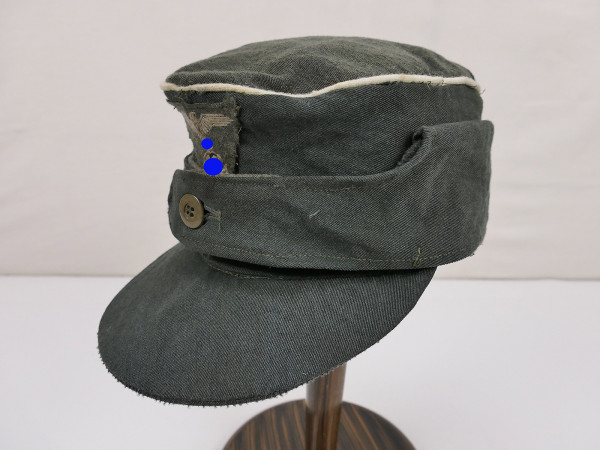 Waffen SS M43 single button field cap italian doppia faccia cloth with trapeze effects / 57