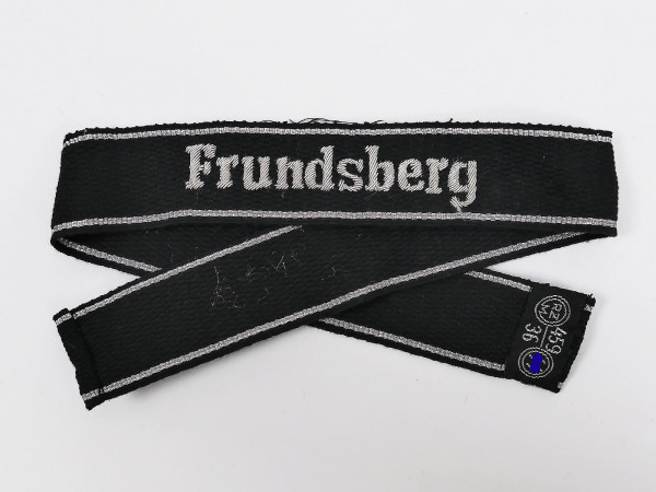 Waffen SS sleeve band FRUNDSBERG version officer hand stitched with RZM label