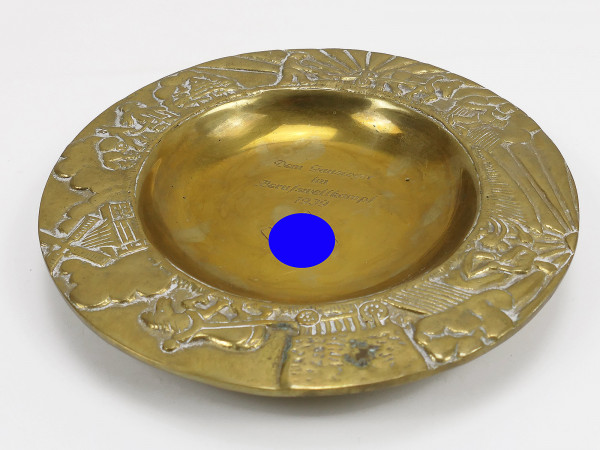 Brass plate honorary plate prize for the Gau winner in the professional competition 1939 DM 26cm with HK 2,5kg !!!