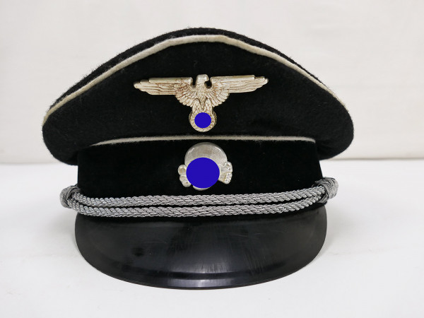 General SS peaked cap officer black size 56 with metal effects *damaged*