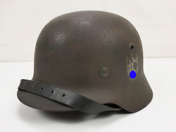 Wehrmacht DD steel helmet M35 ET64 original with helmet lining and chinstrap barn find Ardennes