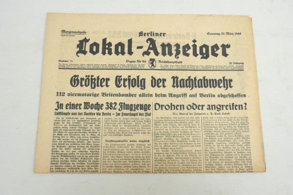 WK2 newspaper Berlin daily newspaper - Berliner Lokal-Anzeiger 26 March 1944 - morning edition