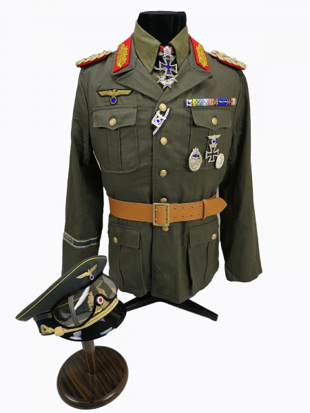 Uniform ensemble General Field Marshal Erwin Rommel Africa Corps Koppel peaked cap Knight's Cross