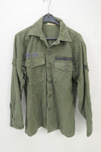 US Army Shirt Vietnam Utility Cotton Sateen OG-107 15½ x 33 Field Shirt 1976 Air Force