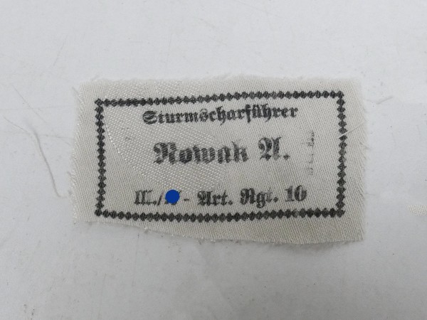 Waffen SS uniform / caps label "NOWAK" name label underwear equipment