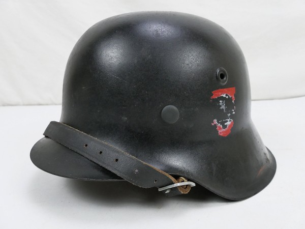 SS steel helmet M42 original bell NS62 with helmet lining size 55 and chinstrap from museum liquidation