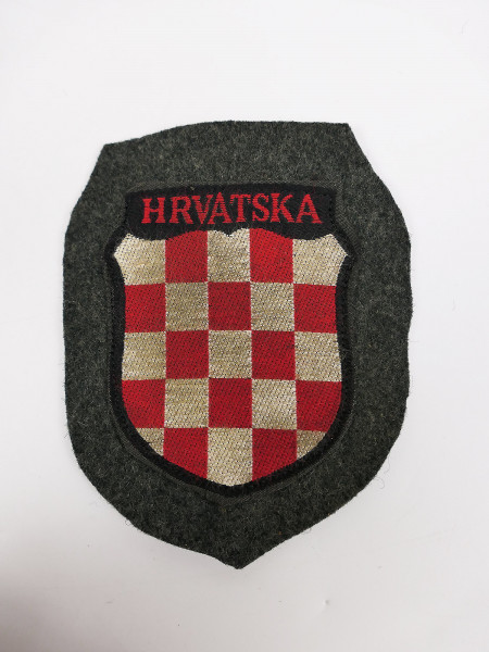 Sleeve badge Volunteer Weapons SS Croatia HRVATSKA on fabric field blouse