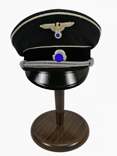 General SS peaked cap officer black size 60 with metal effects