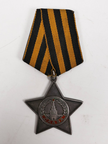 WW2 Russia Red Army Order of Glory award 3rd class star on ribbon clasp Soviet Union