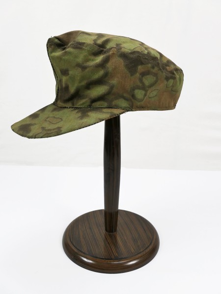 Waffen SS Frontfertigung field cap original fabric oak leaves B spring size 58 camouflage cap from museum