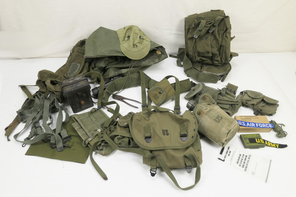 #E Type M-1956 webbing US Army Vietnam Assault Luggage - Pistol Belt Bags Pouches Cover Torch Patches