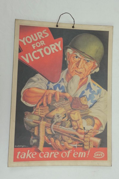 US Vintage Sign Poster Board - US Army - Yours For Victory Take Care Of `em