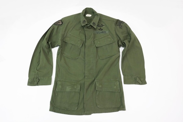 US Army Coat BDU Field Shirt OG-107 Rip Stop Poplin 1969 Vietnam Small Regular olive