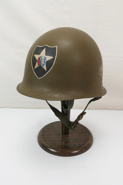 US ARMY Type WW2 M1 Steel Helmet 2nd Inf. Div INDIAN HEAD helmet + liner chinstrap