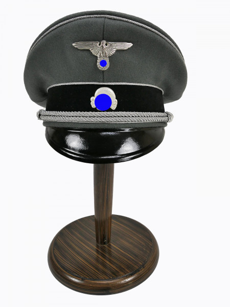 Waffen SS gabardine peaked cap general size 59 top museum piece with metal effects