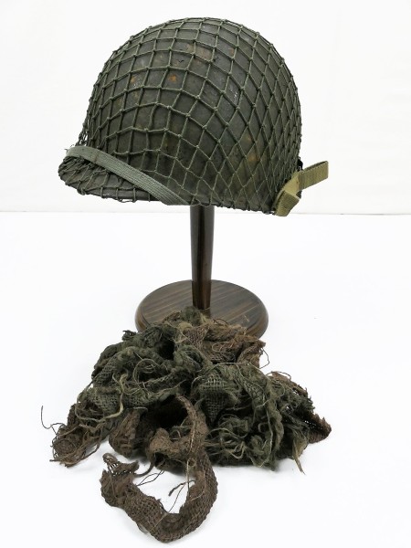 US ARMY WW2 M1 steel helmet rough camouflage with liner chin strap helmet net camouflage material
