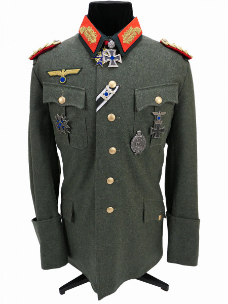 Wehrmacht M36 Uniform Field Blouse General Size 52 with Knight's Cross Pour Le Merite Spain Cross effektiert