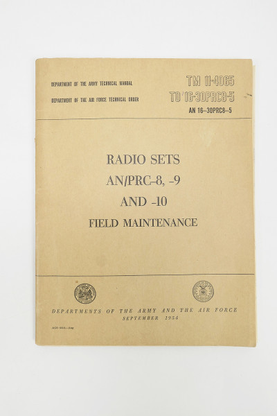 US Army Technical Manual Radio Sets AN/PRC-8,9 and 10 - September 1954