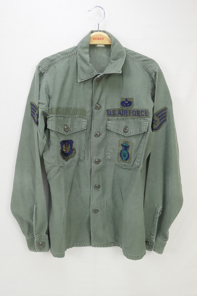 US Army Shirt Vietnam Utility Cotton Sateen OG-107 15½ x 35 Field Shirt 1970 Air Force