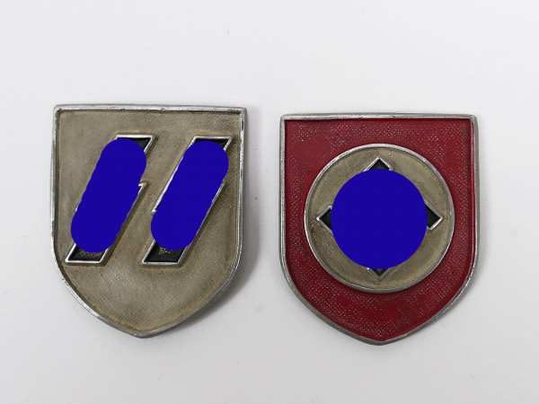 Waffen SS 2x RZM helmet badge Tropenhelm DAK Afrikakorps helmet emblems