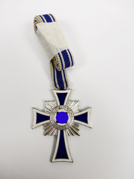 Cross of Honor of the German Mother / Mother's Cross 2nd model in silver on a long ribbon