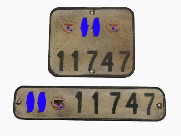 #D/ Waffen SS set license plate KFZ license plate Kübelwagen VW82 Schwimmwagen VW166