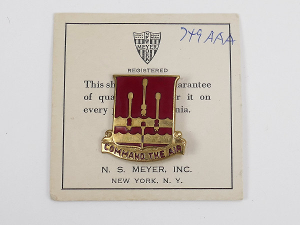 #B US WW2 Military Unit Crest Insignia 749th Anti Aircraft Artillery BN DUI Pin Medal Badge Badge
