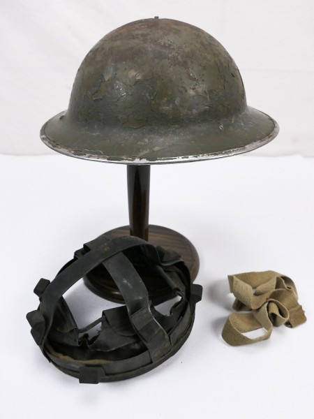 Original WW2 plate helmet English Brodie steel helmet 1939 with chin strap British Army #8