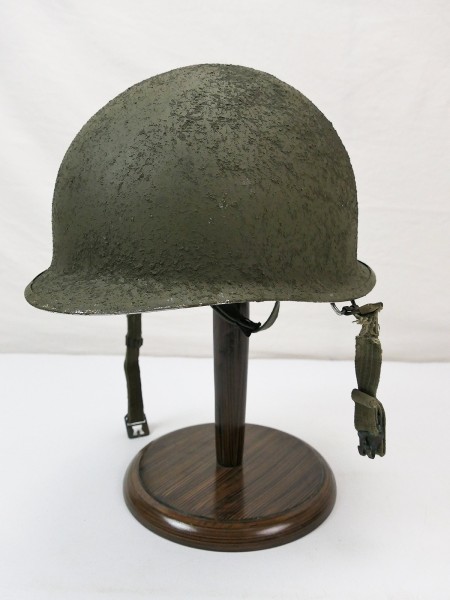 US ARMY TYPE WW2 M1 steel helmet rough camouflage with straps and liner #Z10