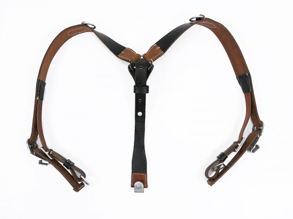 Single piece - Wehrmacht Y-strap leather belt harness leather black brown