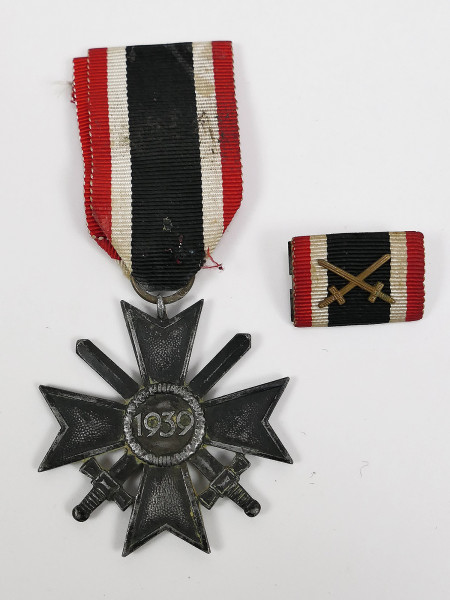 Original War Merit Cross 2nd Class with Swords KVK 1939 on ribbon with ribbon/field clasp