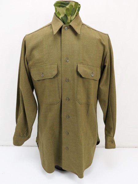 Original US WW2 Mustard Shirt M1937 Team Field Shirt Size 14 1/2 x 33