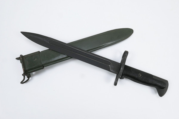 Original US Army M1 bayonet in scabbard for M1 Garand Rifle sidearm 1950`s