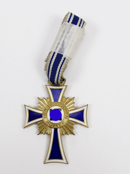 Cross of Honor of the German Mother / Mother's Cross 2nd model in gold with ribbon