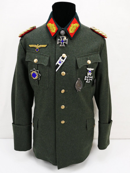 Wehrmacht M36 uniform field blouse General Gr.52 with Knight's Cross + DKG fully effektiert