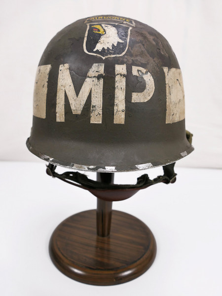 101st Airborne VET US ARMY Type WW2 M1 Steel Helmet MP Military Police + Paratrooper Liner
