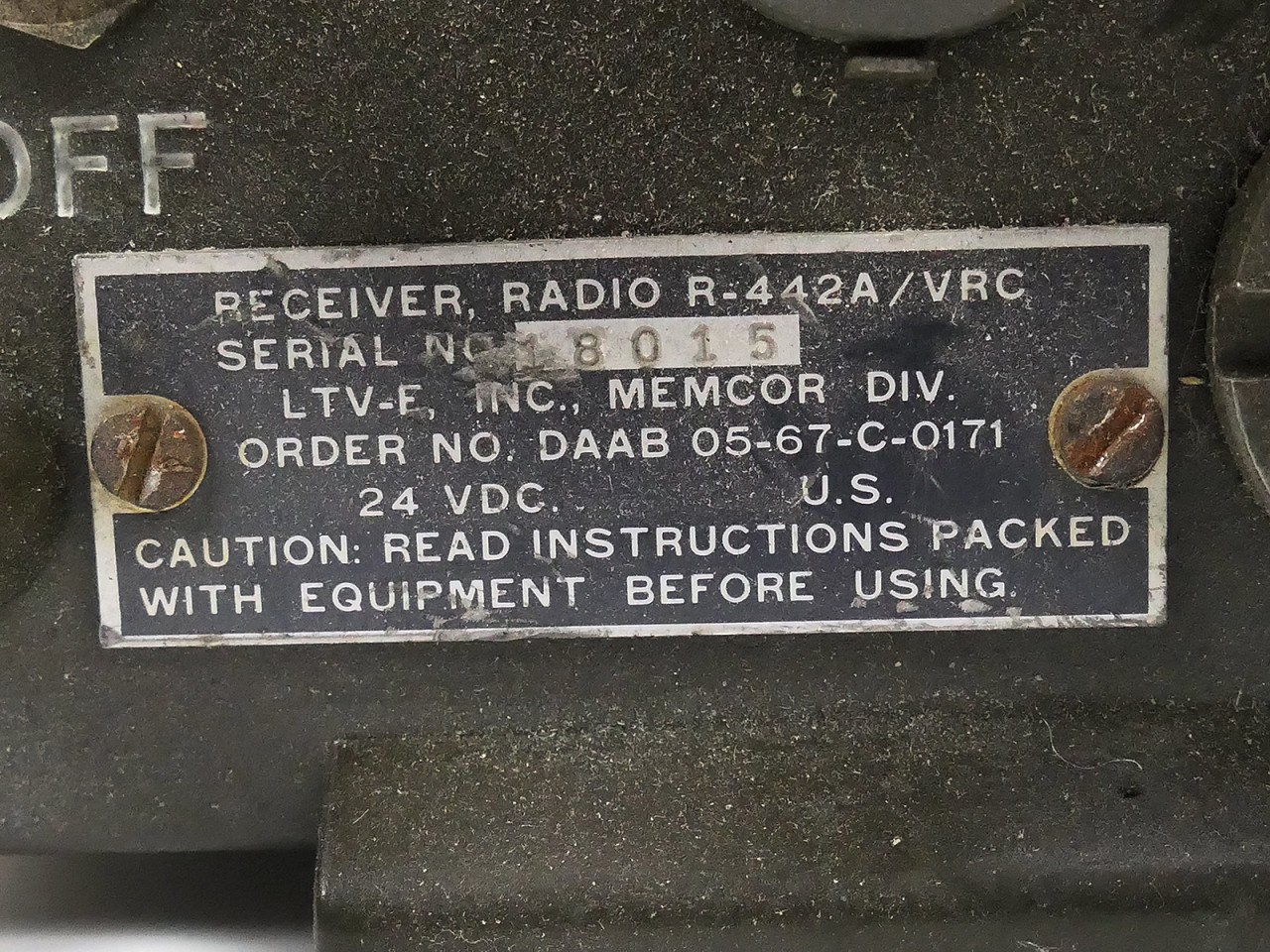 US Army Receiver Radio R-442/VRC US Military Radio Receiver Jeep HMMWV ...