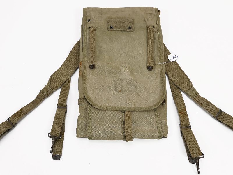 Original US Army WW2 M-1928 Haversack khaki / Collection BATTLE WORN ...